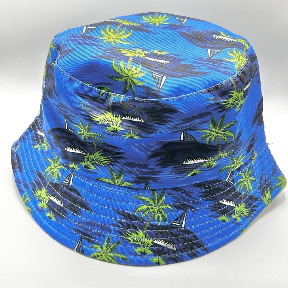 Ocean Island Palm Tree Sailing Bucket Hat Cap One Size Adult Outdoors Blue